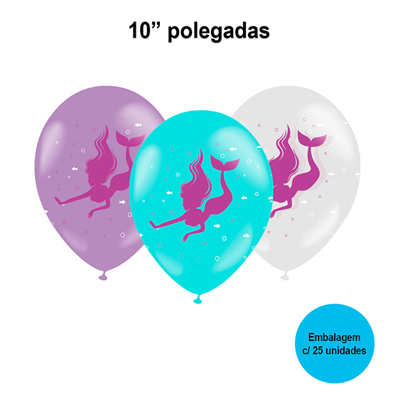 Balão Balloontech Sereia 10'' Polegadas - 25 unidades