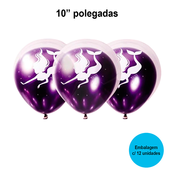 Balão Balloontech Chromium Sereia 10'' Polegadas - 12 unidades