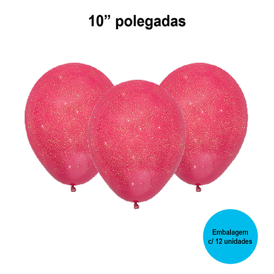 Balão Balloontech Glitter Pink 10'' Polegadas - 12 unidades