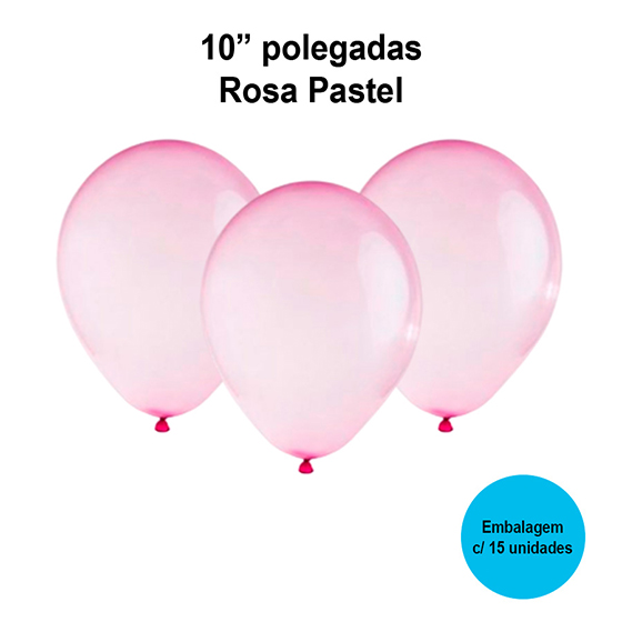 Balão Balloontech Cristal Rosa Pastel 10'' Polegadas - 15 unidades
