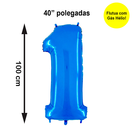 Balão Metalizado Número 1 Azul 40" polegadas