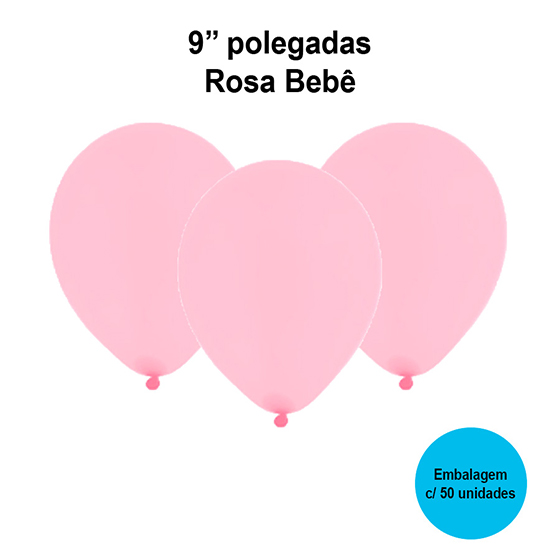 Balão Festball Liso Rosa Bebê 9'' Polegadas - 50 unidades