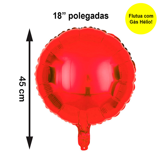Balão Metalizado Redondo Vermelho 18" polegadas