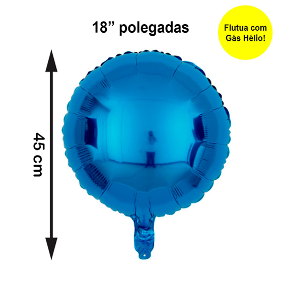 Balão Metalizado Redondo Azul 18" polegadas