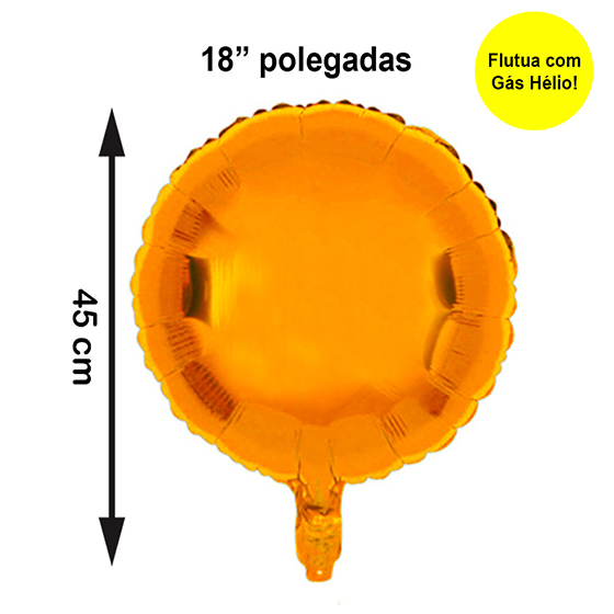 Balão Metalizado Redondo Dourado 18" polegadas