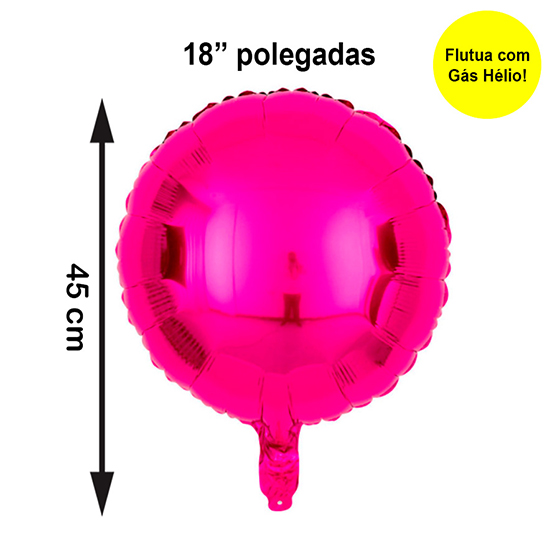 Balão Metalizado Redondo Pink 18" polegadas
