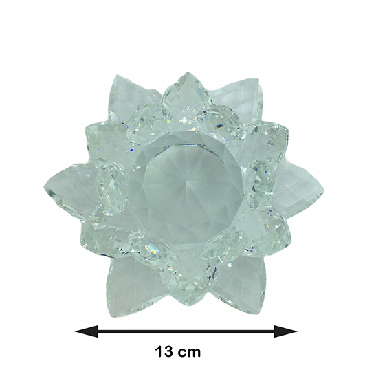 Flor de Lotus Cristal Decoração 13 cm com Base