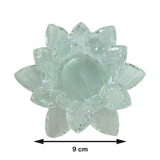 Flor de Lotus Cristal Decoração 9 cm com Base
