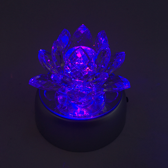 Flor de Lotus Cristal Decoração 9 cm com Base