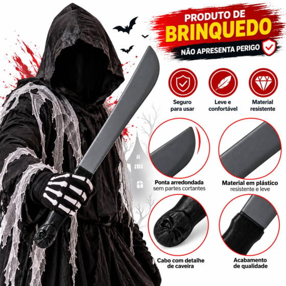 Facão de Brinquedo Plástico 47 cm para Fantasia