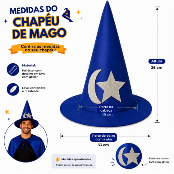 Chapéu de Mago Cosplay Halloween