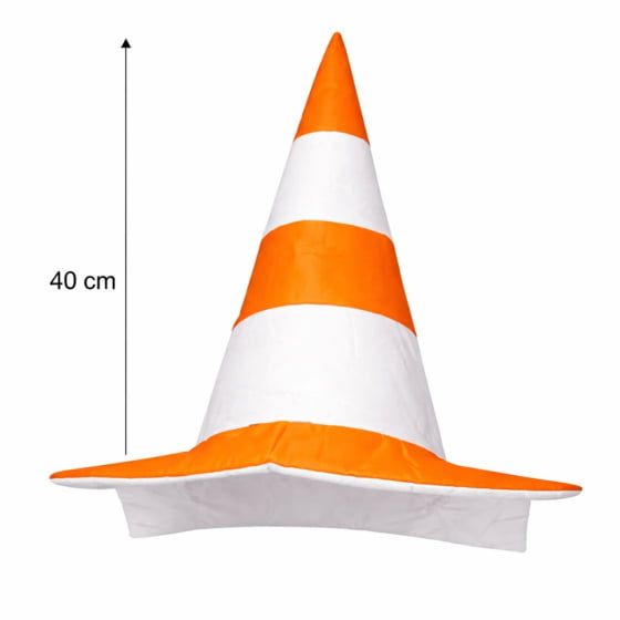 Chapéu Cone Sinalizador Branco e Laranja