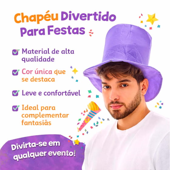 Cartola Baixa Lisa Roxa Ref. 001F Cartola Baixa Lisa Roxa Ref. 001F