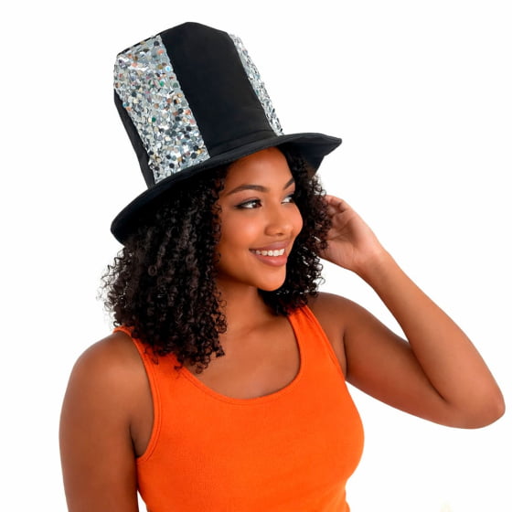 Cartola Baixa Paetês Prata Ref. 022A