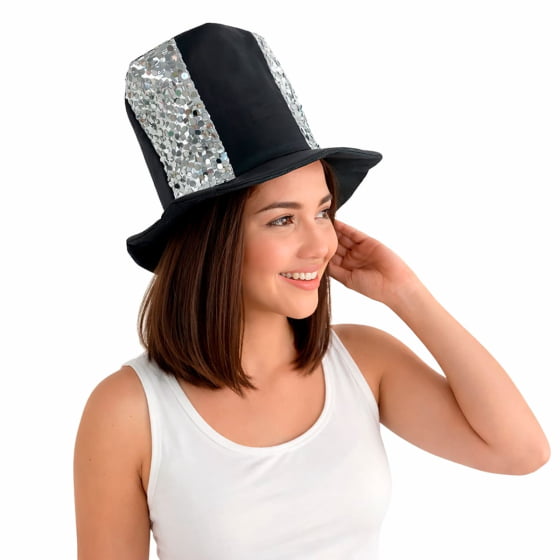 Cartola Baixa Paetês Prata Ref. 022A