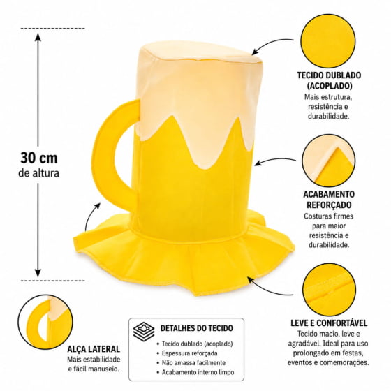 Cartola Divertida Chopp Amarela