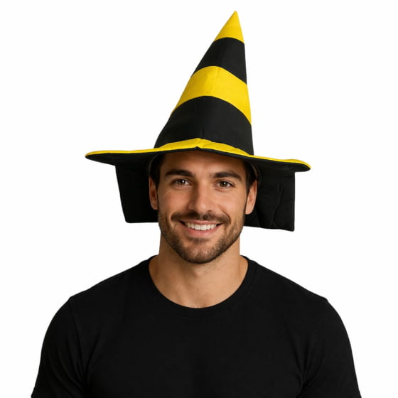 Chapéu Cone Sinalizador Preto e Amarelo