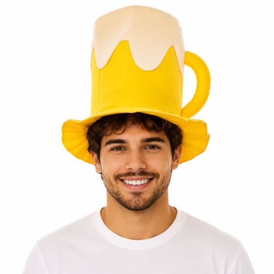 Kit 10 Cartolas Divertidas De Chopp Amarela Carnaval Boteco