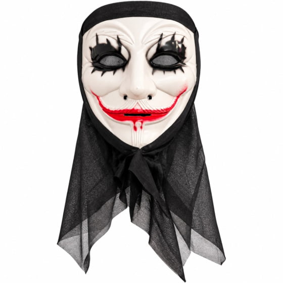 Máscara Sorriso Macabro com Capuz Halloween Cosplay