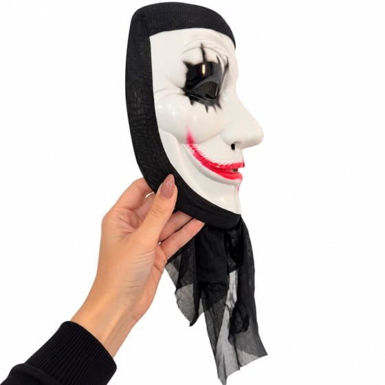 Máscara Sorriso Macabro com Capuz Halloween Cosplay