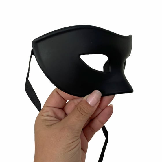 Kit 3 Máscaras Básica Fosca Preta Carnaval Baile de Máscaras