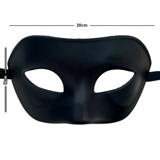 Kit 3 Máscaras Básica Fosca Preta Carnaval Baile de Máscaras