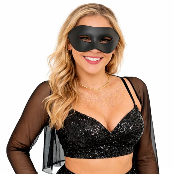 Kit 3 Máscaras Básica Fosca Preta Carnaval Baile de Máscaras