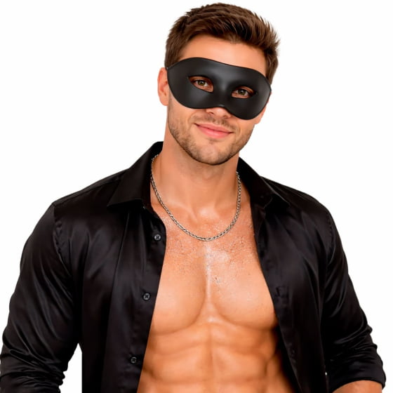 Kit 3 Máscaras Básica Fosca Preta Carnaval Baile de Máscaras