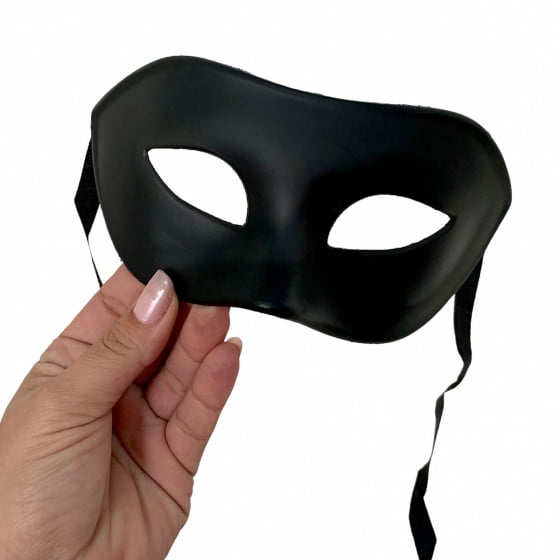 Kit 3 Máscaras Básica Lisa Preta Carnaval Baile de Máscaras