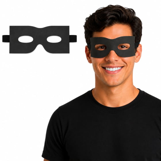 Máscara EVA Preta Acessório Fantasia Zorro Carnaval Cosplay