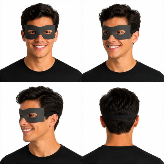 Máscara EVA Preta Acessório Fantasia Zorro Carnaval Cosplay