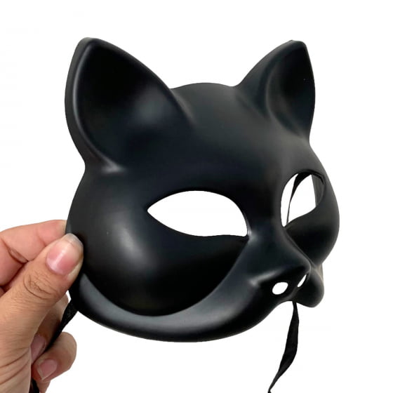 Máscara Gata Luxo Plástico Preta