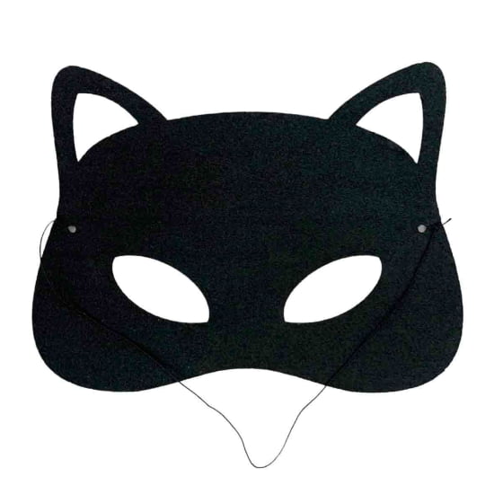 Máscara Gatinha Glitter Preta Folia Bloquinho Festa Carnaval