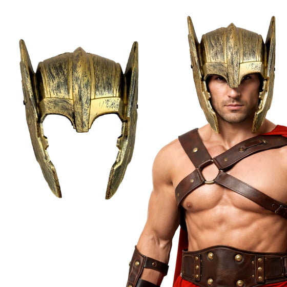 Máscara Gladiador Super Herói de Plástico Dourado