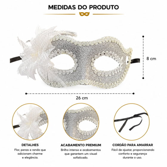 Máscara Glitter Luxo Fantasia Cosplay