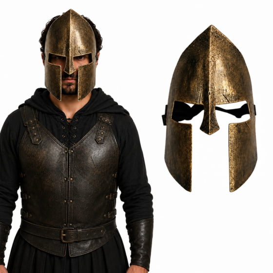 Máscara Guerreiro Medieval de Plástico Rígido Escolha a Cor