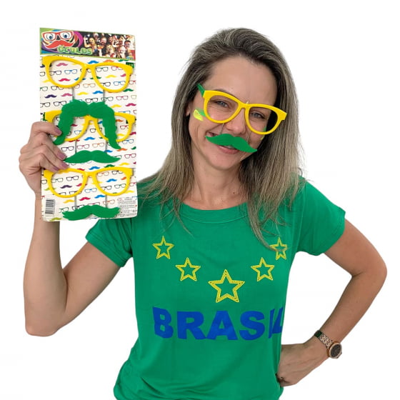 Óculos Bigode Brasil - 6 unidades