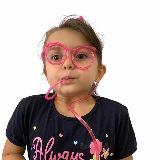 Óculos com Canudo Plástico Divertido Pink