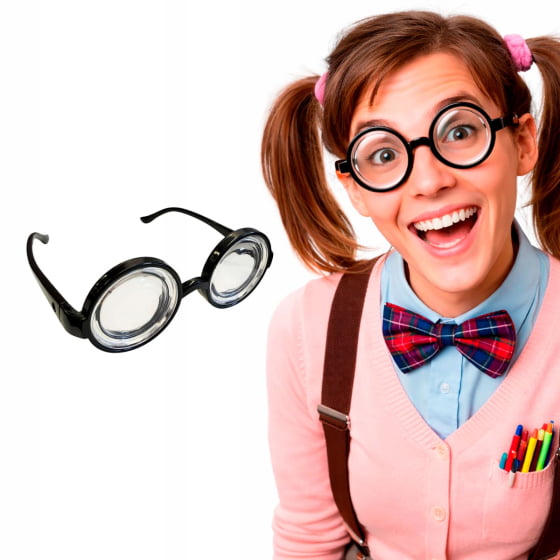 Óculos Fundo de Garrafa Fantasia Nerd Cientista Intelectual