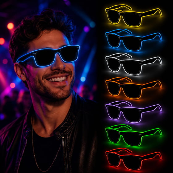 Óculos Luxo Led Festa Balada Cores