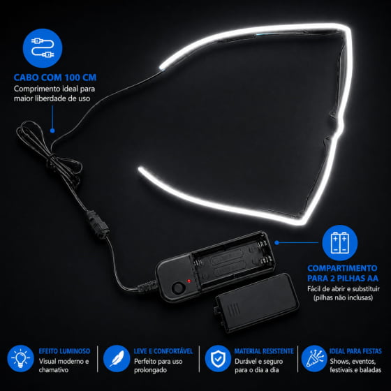 Óculos Luxo Led Festa Balada Cores