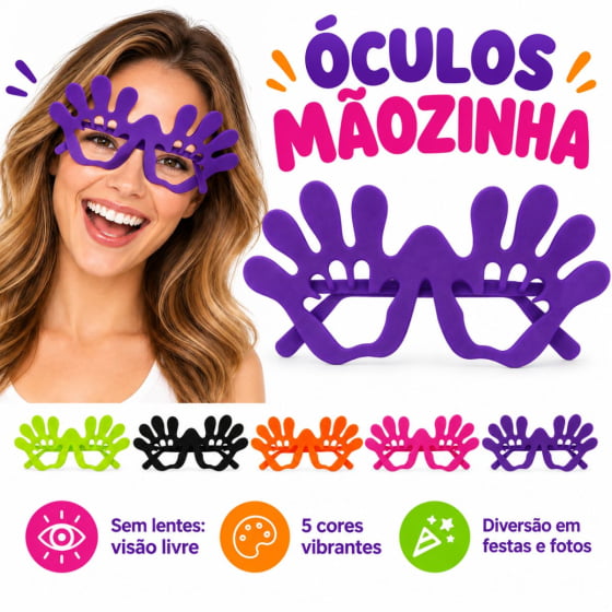 Óculos Mãozinha Sem Lentes para Festas 10 Unidades