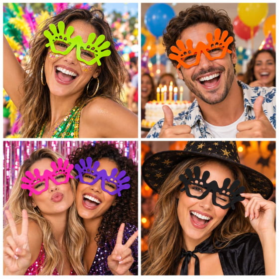 Óculos Mãozinha Sem Lentes para Festas 10 Unidades