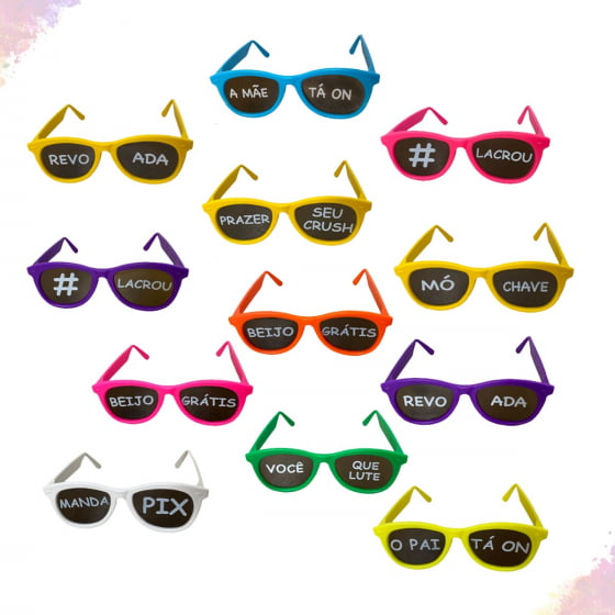 Óculos New Wave Frases Colorido 