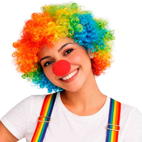 Peruca Palhaço Cabelo Sintético Colorida Grande