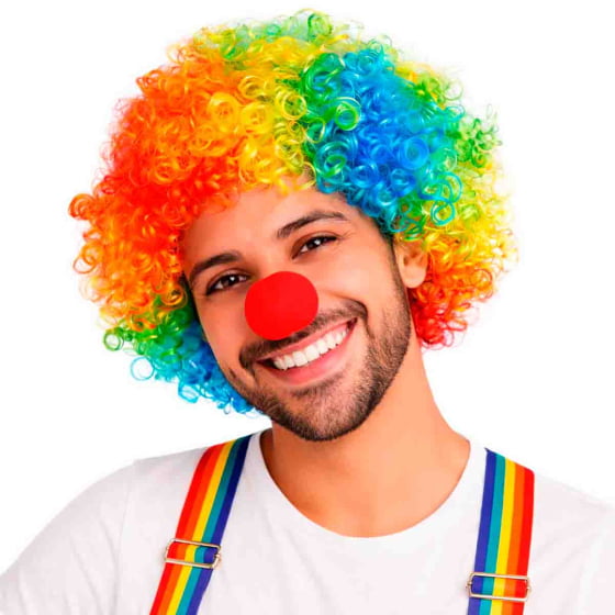 Peruca Palhaço Cabelo Sintético Colorida Grande
