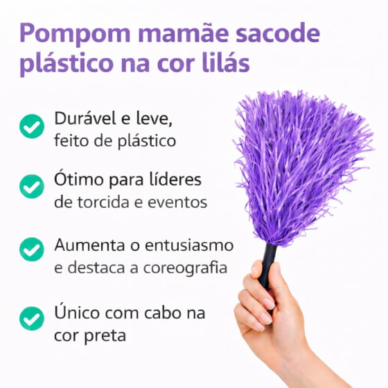 Pompom Mamãe Sacode de Rafia Lilás