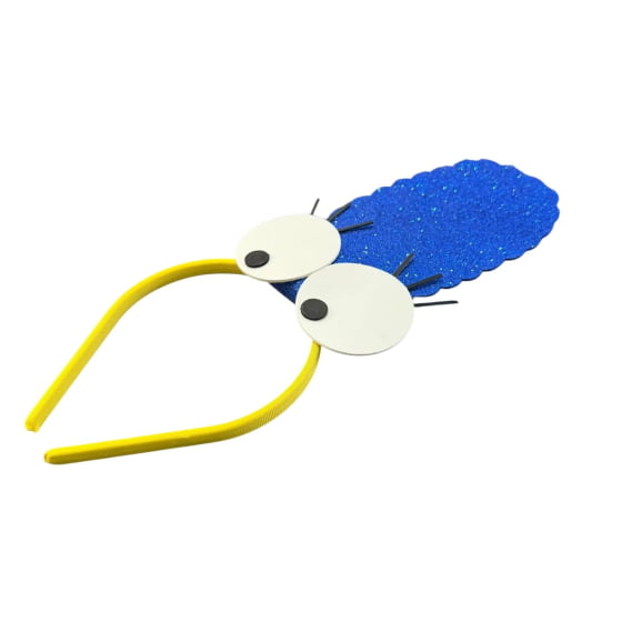 Tiara Maluca Cabelão Azul Com Olhos e Cílios Carnaval