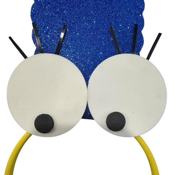 Tiara Maluca Cabelão Azul Com Olhos e Cílios Carnaval