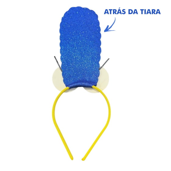 Tiara Maluca Cabelão Azul Com Olhos e Cílios Carnaval